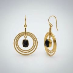 Серьги раухтопаз Бразилия (латунь позолота)