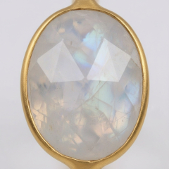 Кольцо лунный камень (адуляр) Индия (латунь позолота) огранка размер 18