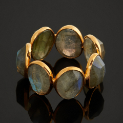 Кольцо лабрадор Мадагаскар (латунь позолота) огранка размер 17