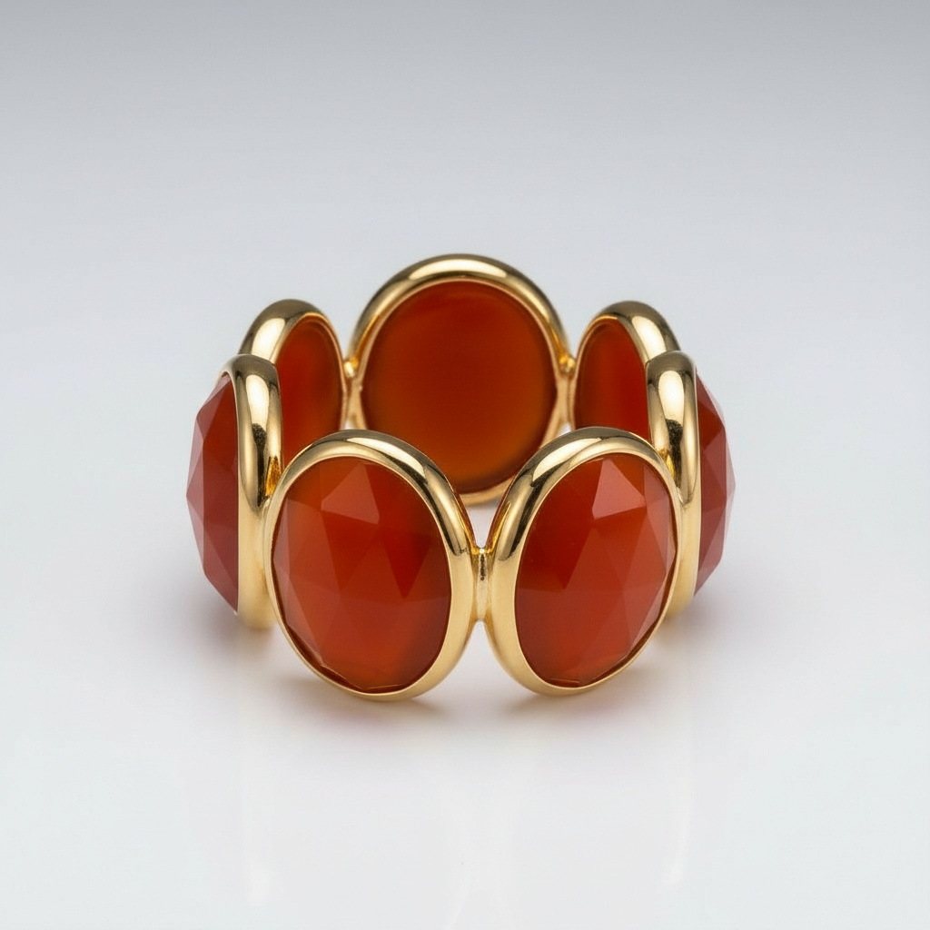 Кольцо сердолик Ботсвана (латунь позолота) огранка размер 18