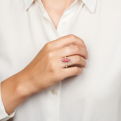 Кольцо родонит Россия (серебро 925 пр. позолота, посеребр.) размер 17,5