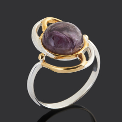 Кольцо чароит Россия (серебро 925 пр. позолота, посеребр.) размер 19,5