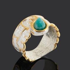 Кольцо амазонит Россия (серебро 925 пр. позолота, посеребр.) размер 18,5