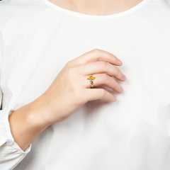 Кольцо янтарь Россия (серебро 925 пр. позолота, посеребр.) размер 17