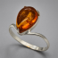 Кольцо янтарь Россия (серебро 925 пр. посеребр.) размер 17,5