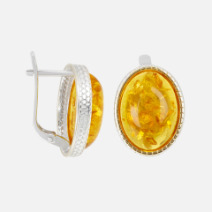 Серьги янтарь Россия (серебро 925 пр. посеребр. позолота)