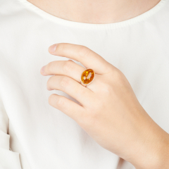 Кольцо янтарь Россия (серебро 925 пр. посеребр.) размер 18,5