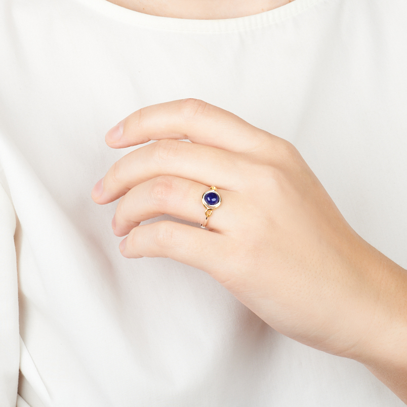 Кольцо лазурит Афганистан (серебро 925 пр. позолота, посеребр.) размер 18,5