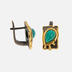 Серьги амазонит Россия (серебро 925 пр. позолота, родир. черн.)