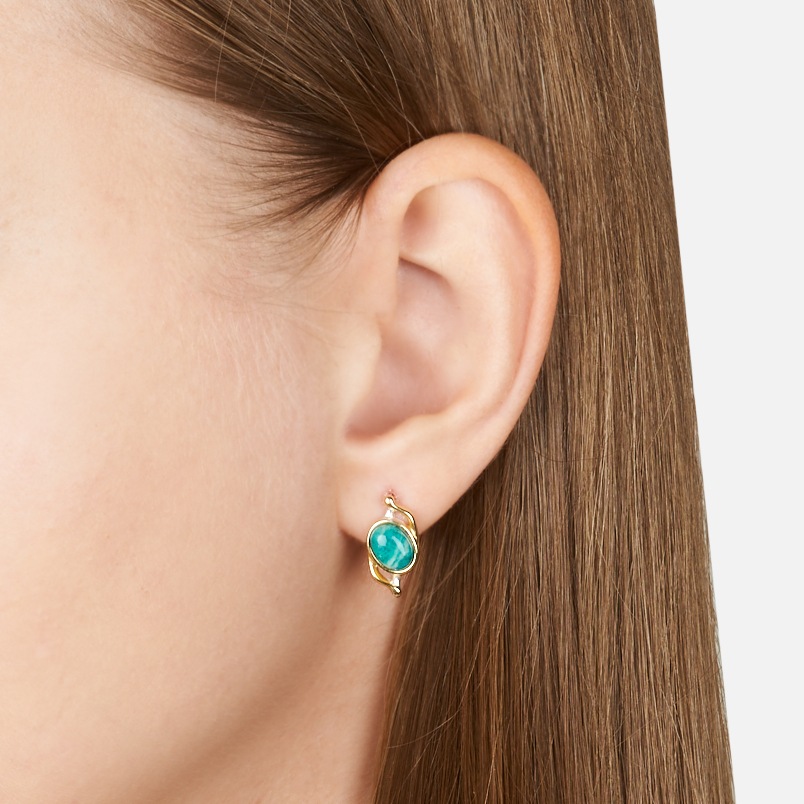 Серьги амазонит Россия (серебро 925 пр. позолота, посеребр.)