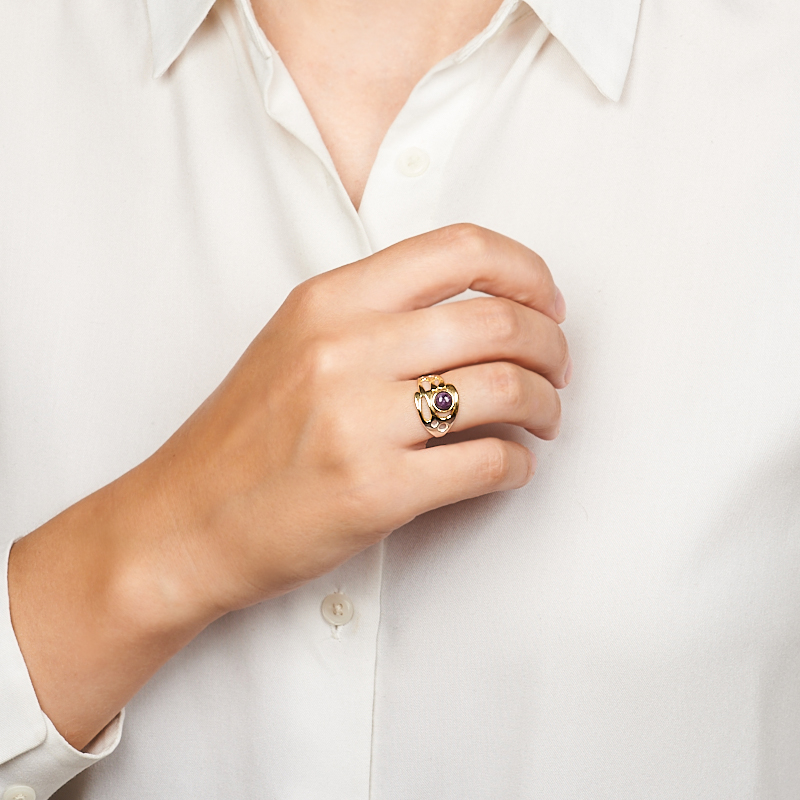 Кольцо чароит Россия (серебро 925 пр. позолота, посеребр.) размер 18,5