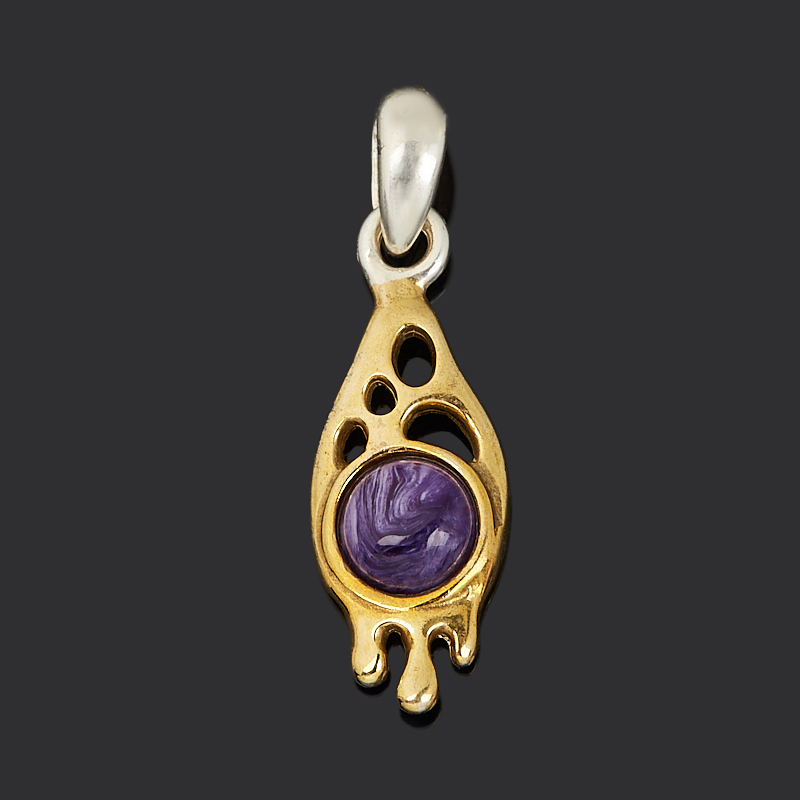 Кулон чароит Россия (серебро 925 пр. позолота, посеребр.)