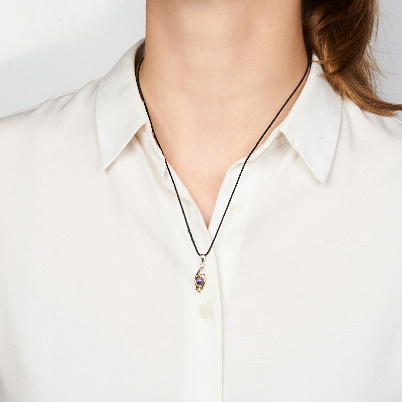 Кулон чароит Россия (серебро 925 пр. позолота, посеребр.)