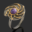 Кольцо чароит Россия (серебро 925 пр. позолота, родир. черн.) размер 18
