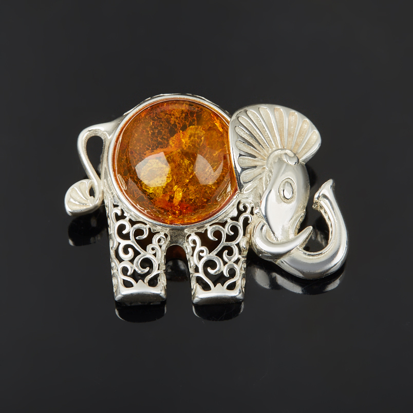 Брошь янтарь Россия (серебро 925 пр. посеребр.)