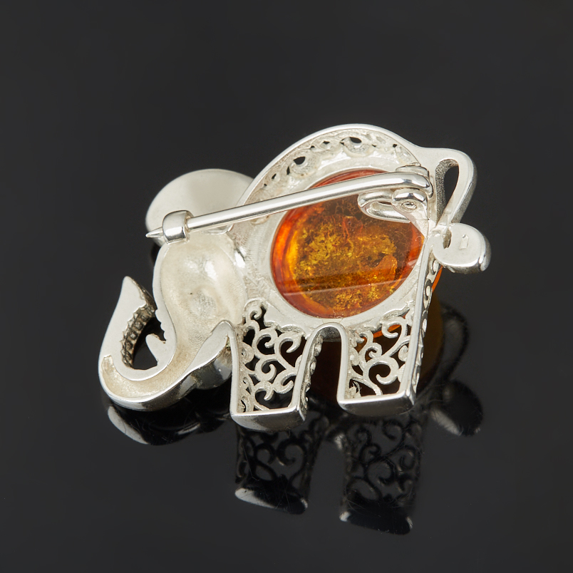 Брошь янтарь Россия (серебро 925 пр. посеребр.)