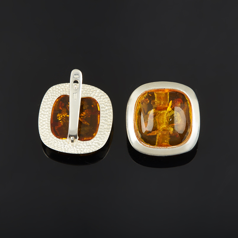 Серьги янтарь Россия (серебро 925 пр. посеребр.)