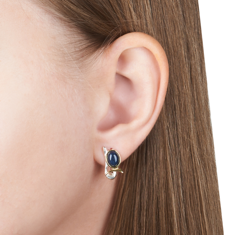 Серьги родусит Казахстан (серебро 925 пр. позолота, посеребр.)