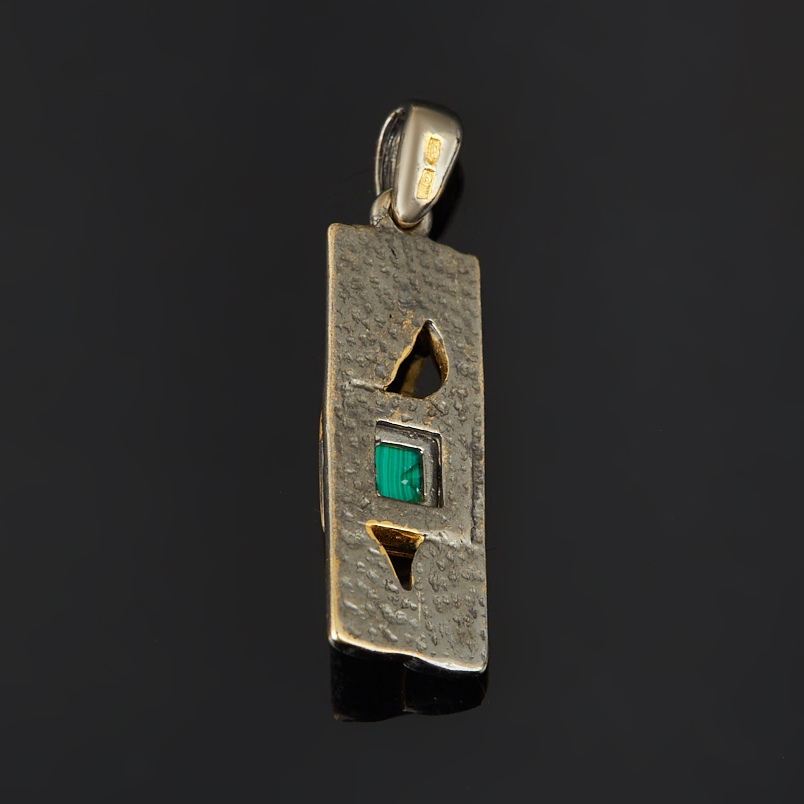 Кулон малахит Конго (серебро 925 пр. позолота, родир. черн.)