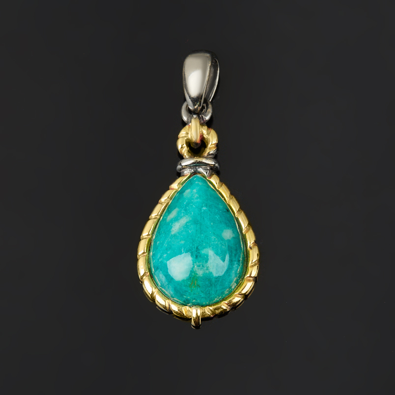 Кулон амазонит Россия (серебро 925 пр. позолота, родир. черн.)