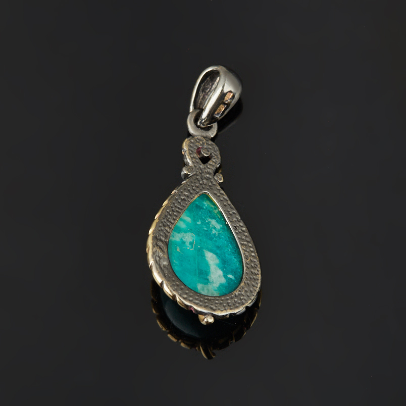 Кулон амазонит Россия (серебро 925 пр. позолота, родир. черн.)