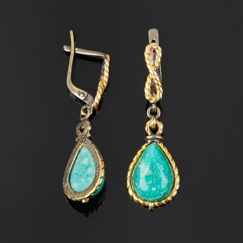 Серьги амазонит Россия (серебро 925 пр. позолота, родир. черн.)