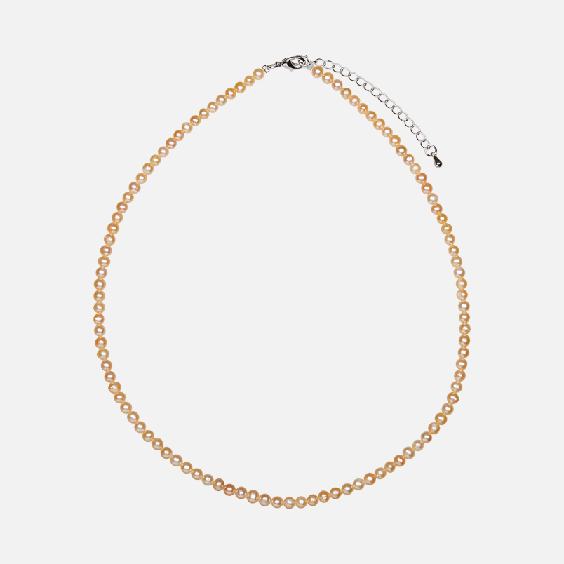 Бусы жемчуг персиковый Гонконг (биж. сплав) 4 мм 40 см (+5 см)