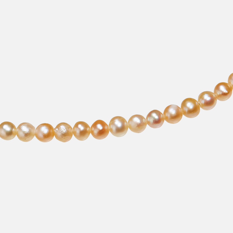 Бусы жемчуг персиковый Гонконг (биж. сплав) 4 мм 40 см (+5 см)