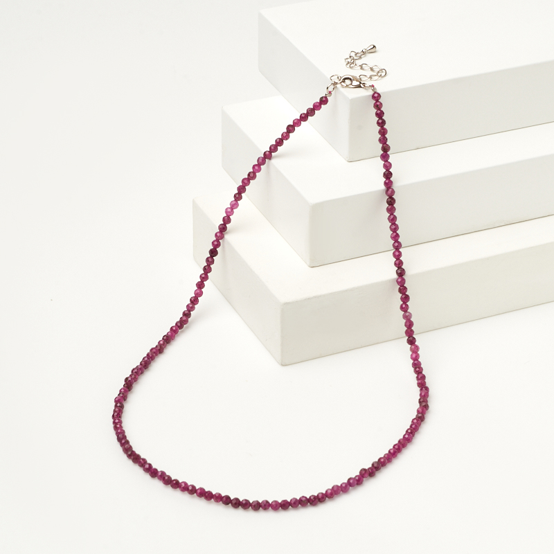 Бусы корунд рубиновый Мьянма (биж. сплав) огранка 3 мм 40 см (+5 см)