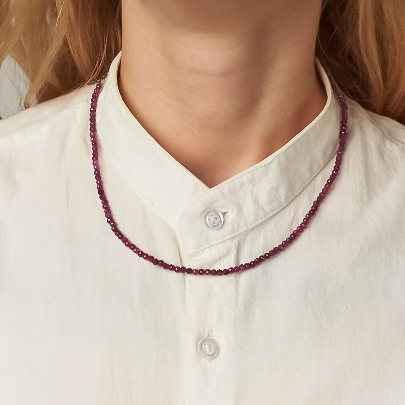 Бусы корунд рубиновый Мьянма (биж. сплав) огранка 3 мм 40 см (+5 см)