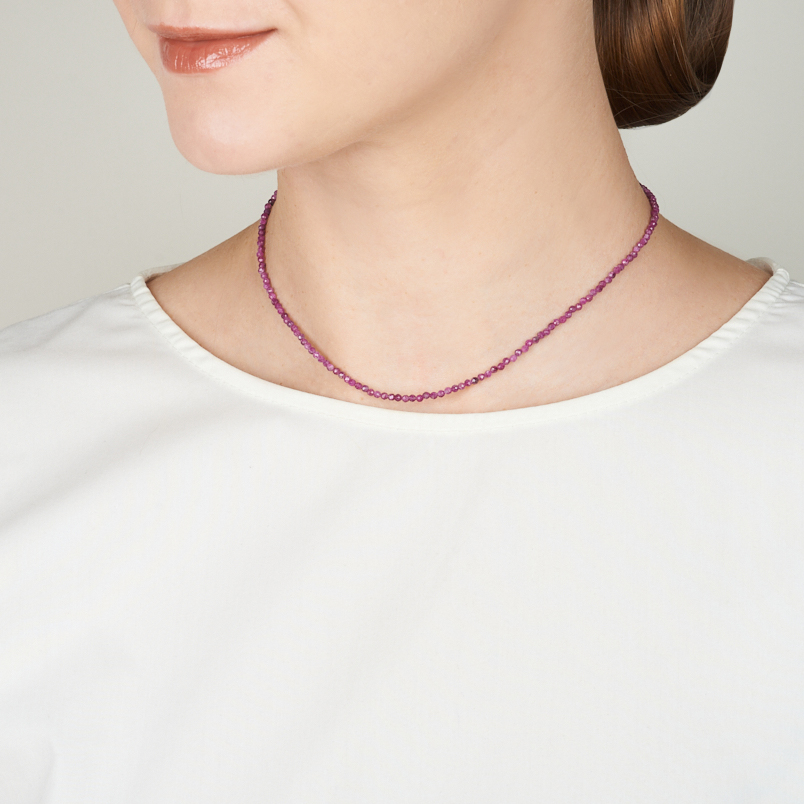 Бусы корунд рубиновый Мьянма (биж. сплав) огранка 2 мм 40 см (+5 см)