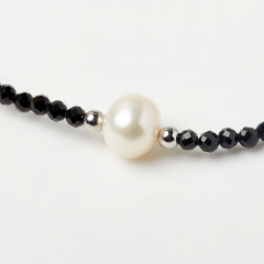 Бусы шпинель черная Шри Ланка (биж. сплав) огранка 3 мм 40 см (+5 см)