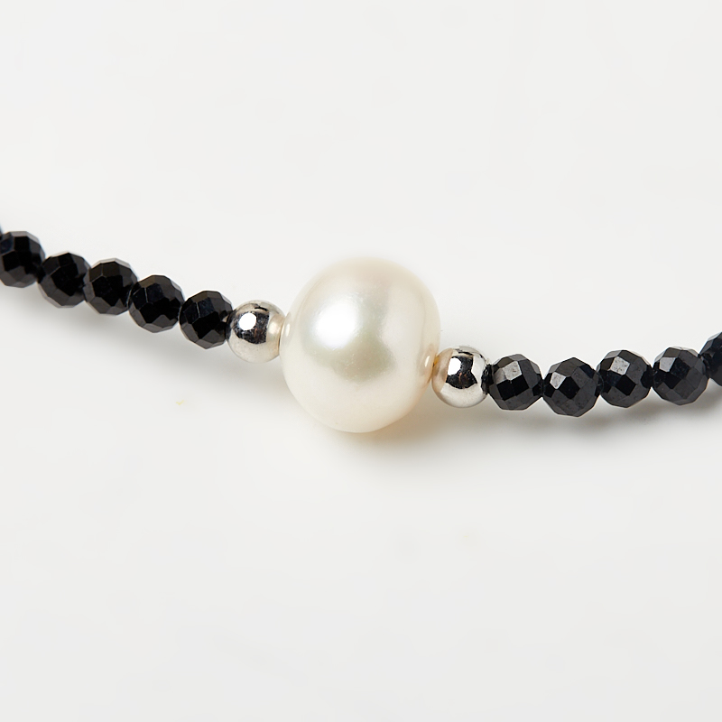 Бусы шпинель черная Шри Ланка (биж. сплав) огранка 3 мм 40 см (+5 см)