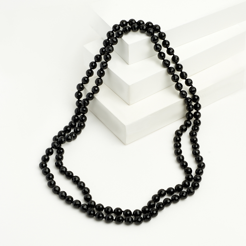 Бусы агат черный Ботсвана длинные огранка 8 мм 140 см