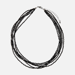 Бусы шпинель черная Шри Ланка (биж. сплав) огранка 2 мм 40 см (+5 см)