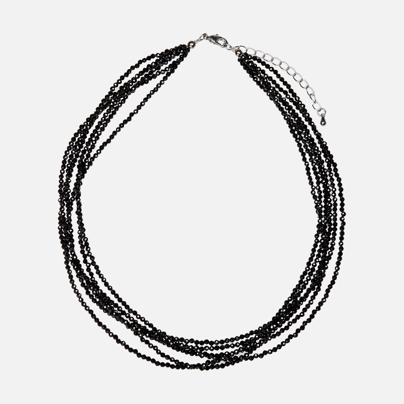 Бусы шпинель черная Шри Ланка (биж. сплав) огранка 2 мм 40 см (+5 см)