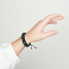 Браслет малахит Конго (текстиль) шамбала 17 см (регулируемый)