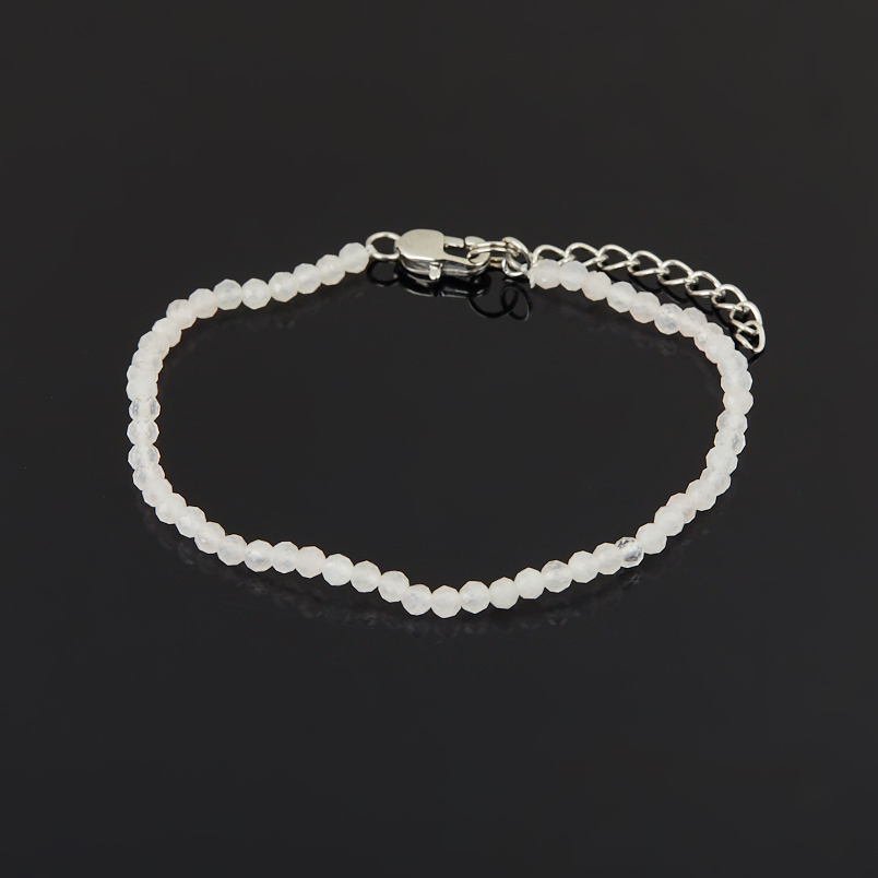 Браслет розовый кварц Бразилия (сталь хир.) огранка 3&nbsp;мм 16&nbsp;см (+3&nbsp;см)