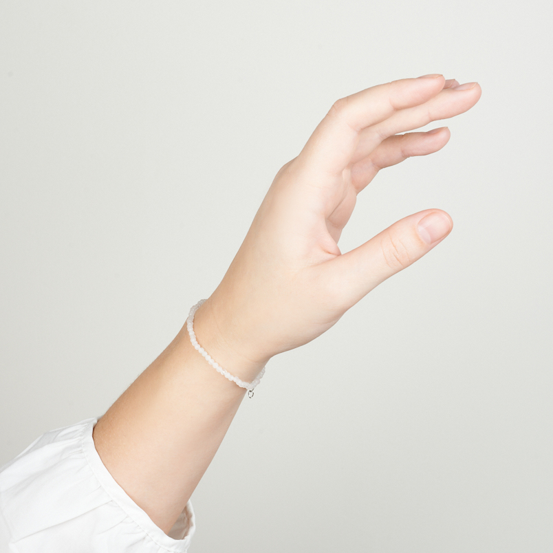 Браслет розовый кварц Бразилия (сталь хир.) огранка 3 мм 17 см (+3 см)