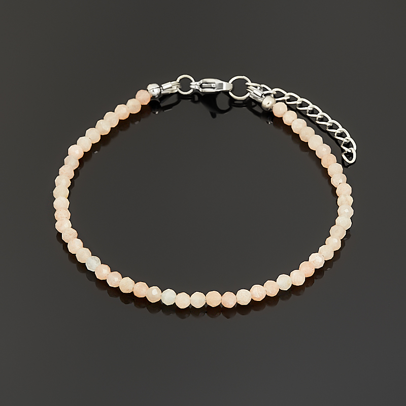 Браслет солнечный камень Индия (сталь хир.) огранка 3 мм 16 см (+3 см)