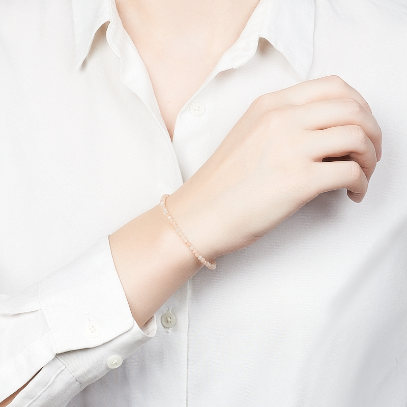 Браслет солнечный камень Индия (сталь хир.) огранка 3 мм 16 см (+3 см)