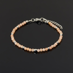 Браслет солнечный камень Индия огранка 3 мм 16 см (+3 см) (сталь хир.)