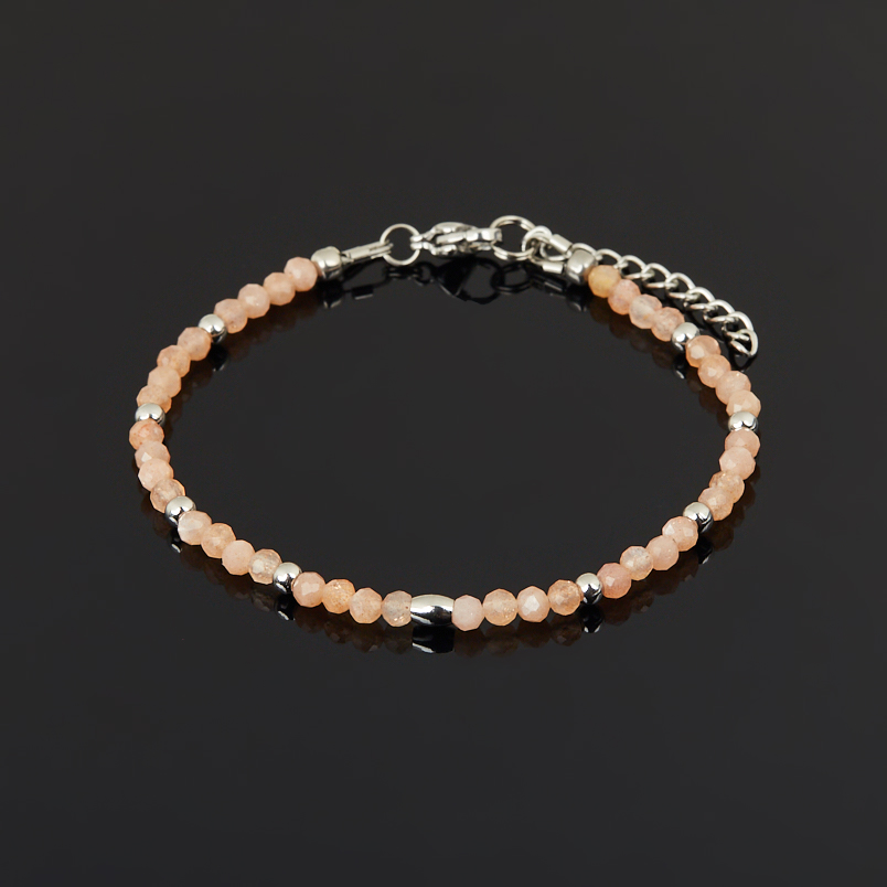 Браслет солнечный камень Индия огранка 3 мм 16 см (+3 см) (сталь хир.)