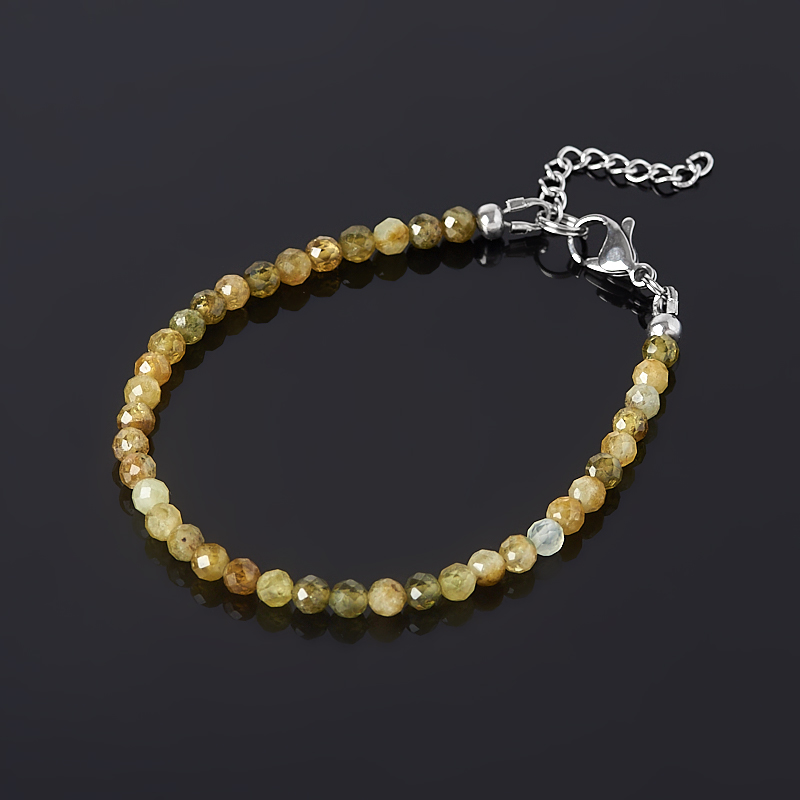 Браслет гранат гроссуляр ЮАР (сталь хир.) огранка 3 мм 16 см (+3 см)