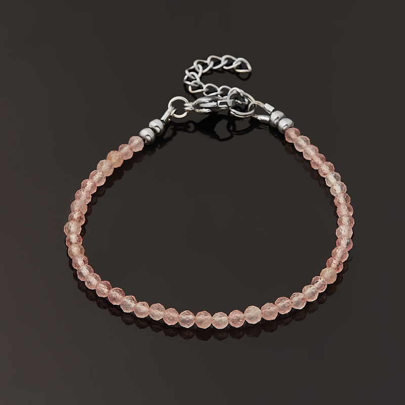 Браслет авантюрин красный Бразилия (сталь хир.) огранка 3 мм 16 см (+3 см)