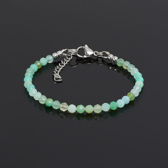 Браслет хризопраз Казахстан (сталь хир.) огранка 3 мм 17 см (+3 см)