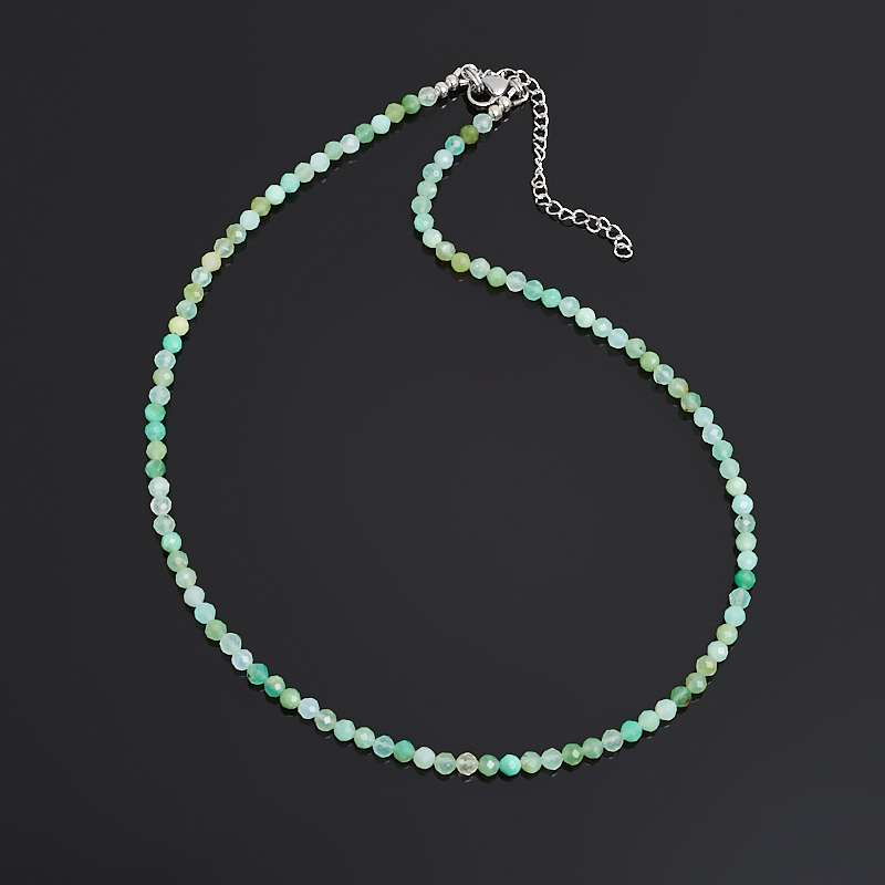 Бусы хризопраз Казахстан (сталь хир.) огранка 3 мм 40 см (+5 см)