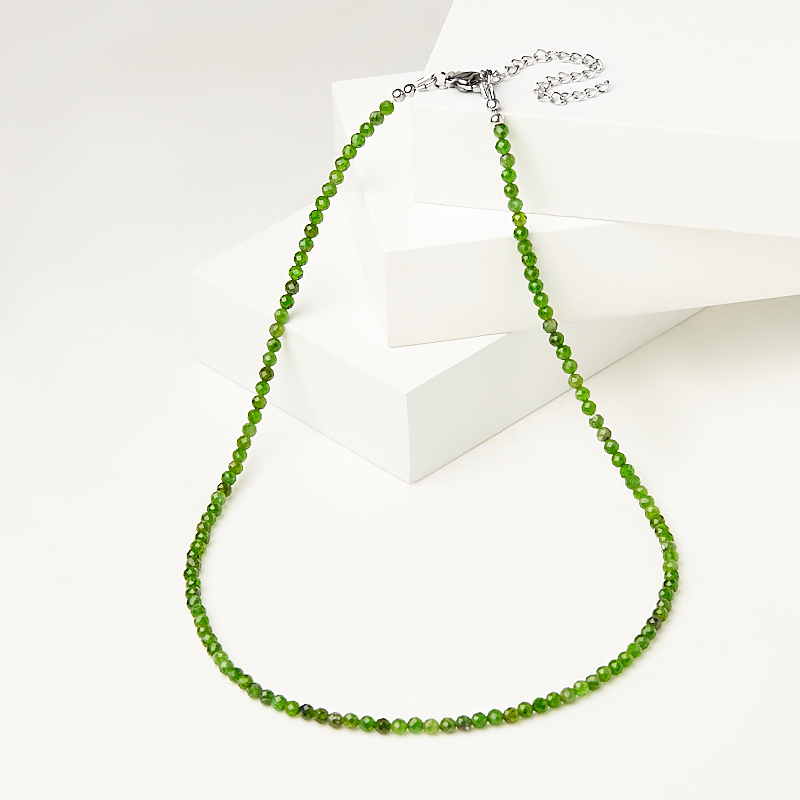 Бусы хромдиопсид Россия (биж. сплав, сталь хир.) огранка 3 мм 40 см (+7 см)