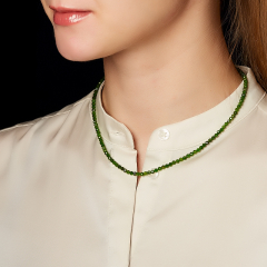 Бусы хромдиопсид Россия (биж. сплав, сталь хир.) огранка 3 мм 40 см (+7 см)