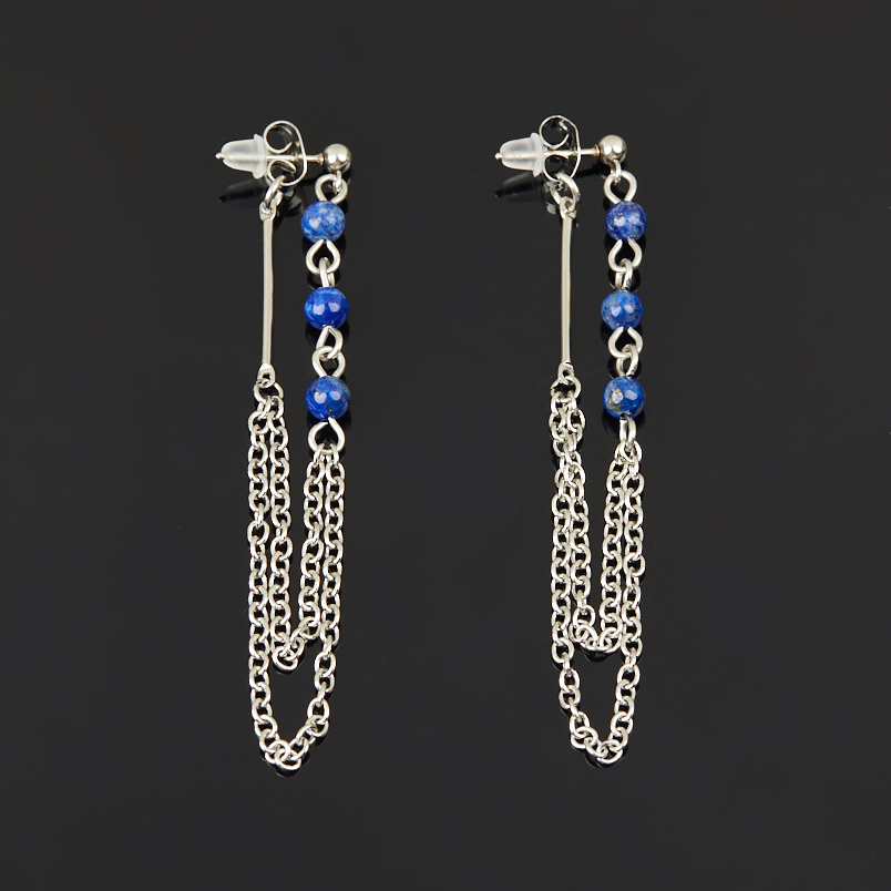 Серьги лазурит Афганистан (сталь хир.) пуссеты